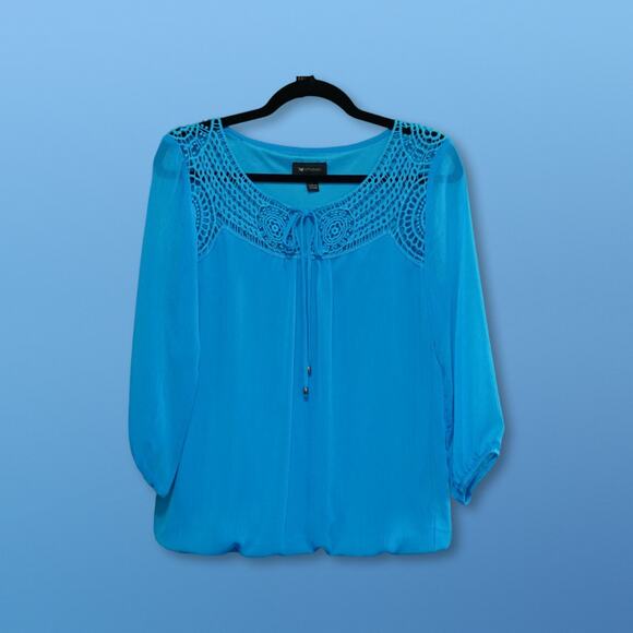 AB Studio Blue Blouse - Size Small - Women's Top - Picture 1 of 8